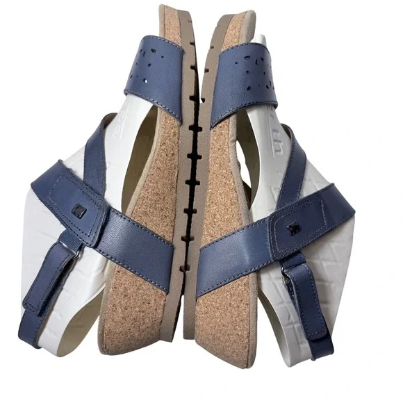 Earth Origins Kendra Khloe Sapphire Blue Leather Wedge Sandals Womens 11M New - Picture 5 of 12
